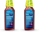   Basic Care Nighttime Severe Cold and Flu Syrup, Max Strength Liquid Medicine, Multi-Symptom Relief, for Adults and Children 12 Years and Older, Mixed Berry Flavor, 12 fl oz (Pack of 2)