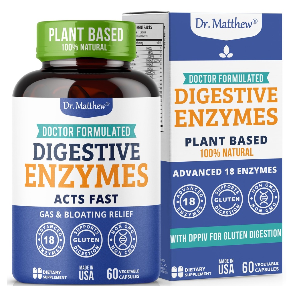 Meilleures enzymes digestives pour les femmes et les hommes avec la lactase Lipase Amylase Bromelain. Enzymes pour la digestion et la santé digestive. Relief contre le gaz et le ballonnement pour les femmes et les hommes.