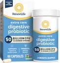 Renouveler la vie extra soins gélules probiotiques digestives, 50 milliards d'UCF garantis, supplément quotidien soutient immune, digestif, santé respiratoire(1), L. Rhamnosus GG, laiterie, soja et sans gluten, 60 comte