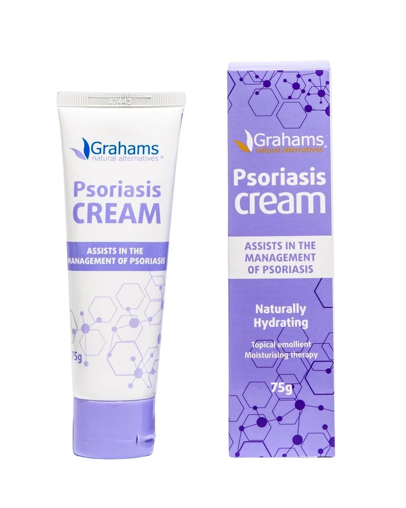 Crème naturelle de psoriasis Grahams - Traitement de psoriasis hydratant pour la peau afin de réduire l'écaillage, soulager l'inflammation, l'irritation, la démangeaison, la rougeur et la sécheresse - Fragrance et sans stéroïde (1 x 75g)