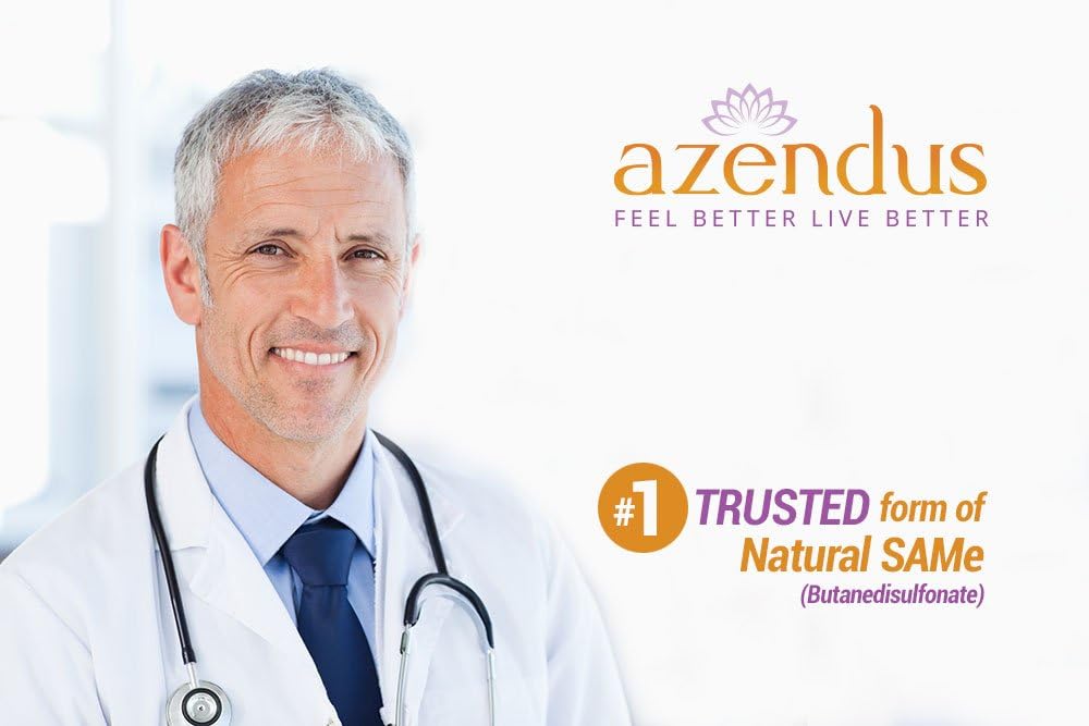 Azendu naturel SAM-e pour la santé du foie 60 Compte, 200mg, 1 Forme recommandée, Pure, Naturel, Stable, Qualité pharmaceutique, Absorption rapide