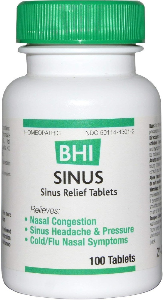 Comprimés BHI Sinus Relief 100 Ct