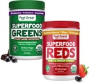 Feel Great USDA Organic Reds & Super Greens Powder Combo (2-Pack) | Over 35+ Greens, Fruits & Veggies, Fiber, Probiotics & Digestive Enzymes | 30 Servings