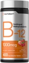 Horbaach Vitamine B12 1000 mcg Sous-linguistiques : 400 comprimés dissolvants rapides : supplément de méthylcobalamine pour femmes et hommes.