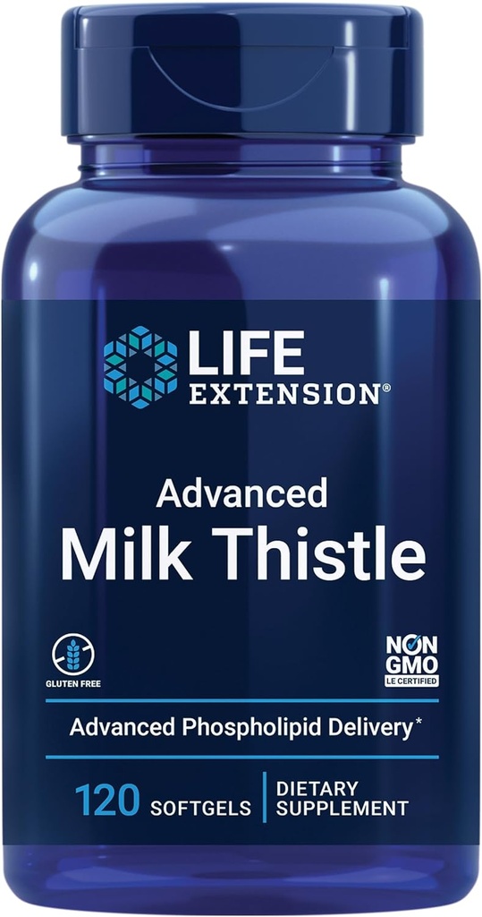 Thistle de lait avancé, Supplément de santé hépatique, Détox hépatique, Division cellulaire, silymarine, silybine, biodisponible, Sans gluten, Non-OGM, 120 softgels