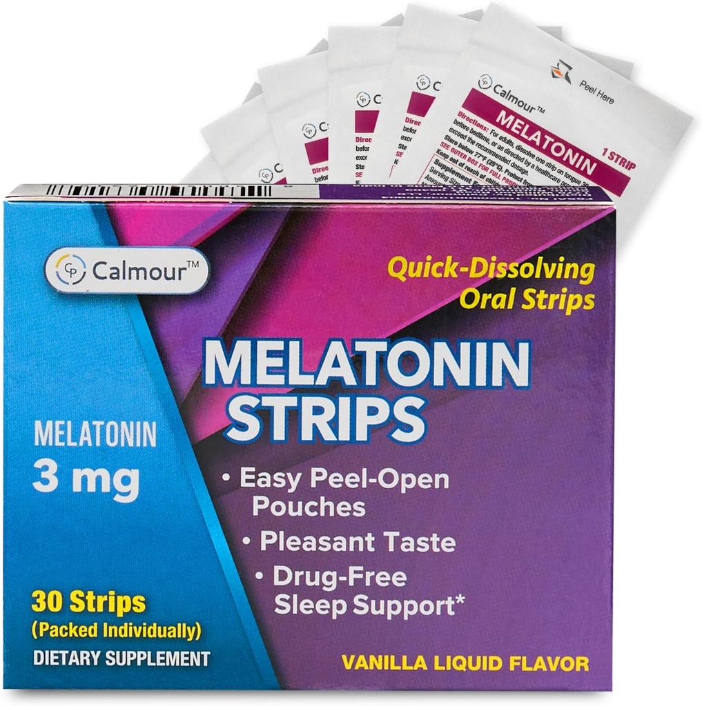 30 Bandes de Sommeil Orale à Dissolution Rapide 3mg Bande de Melatonine à Fonctionne plus vite que les Gommies à Relaxation Suppléments de Napping