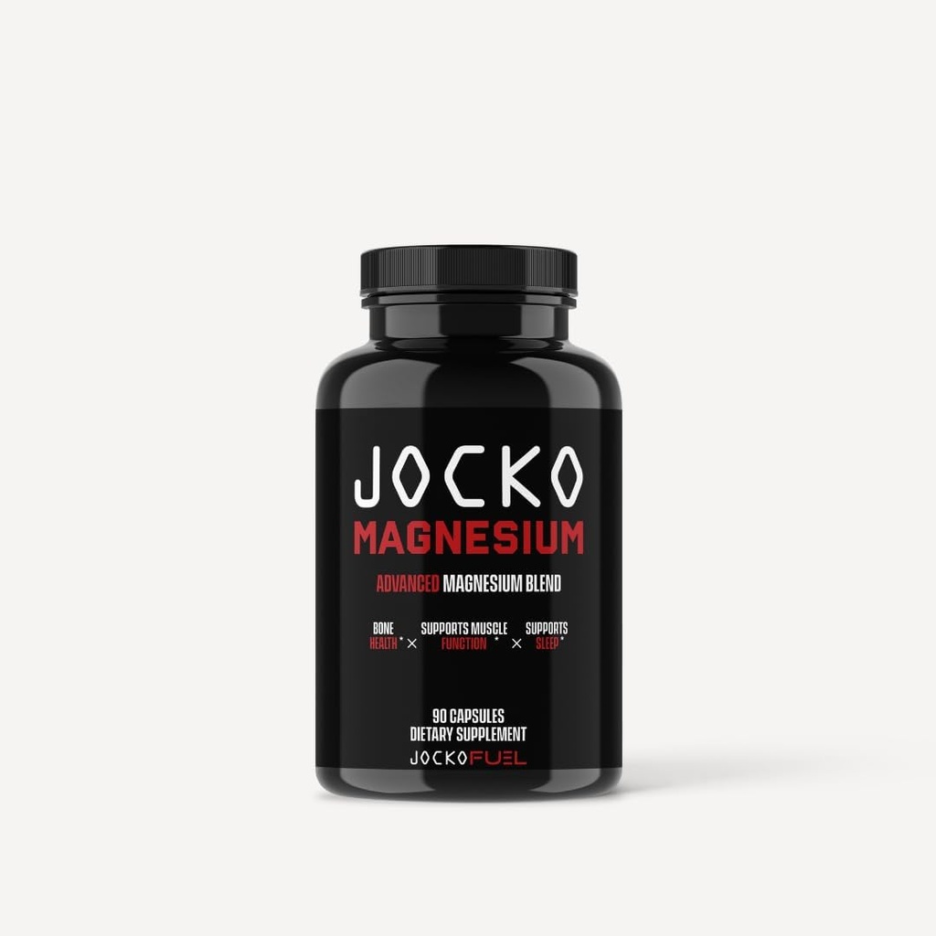 Supplément complexe de magnésium de carburant Jocko - Glycinat de magnésium, citrate et capsules de taurat Supplément alimentaire pour la récupération et la relaxation musculaires, coeur, nerf, os et sommeil 30 jours