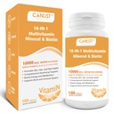 Peau et ongles de cheveux multivitamine pour les hommes et les femmes, 10000mcg Biotine et multiminéraux, contient B-vitamines, vitamines C, E & D3, minéraux traces, zinc, sans gluten, sans lait, sans soja, 100 comprimés