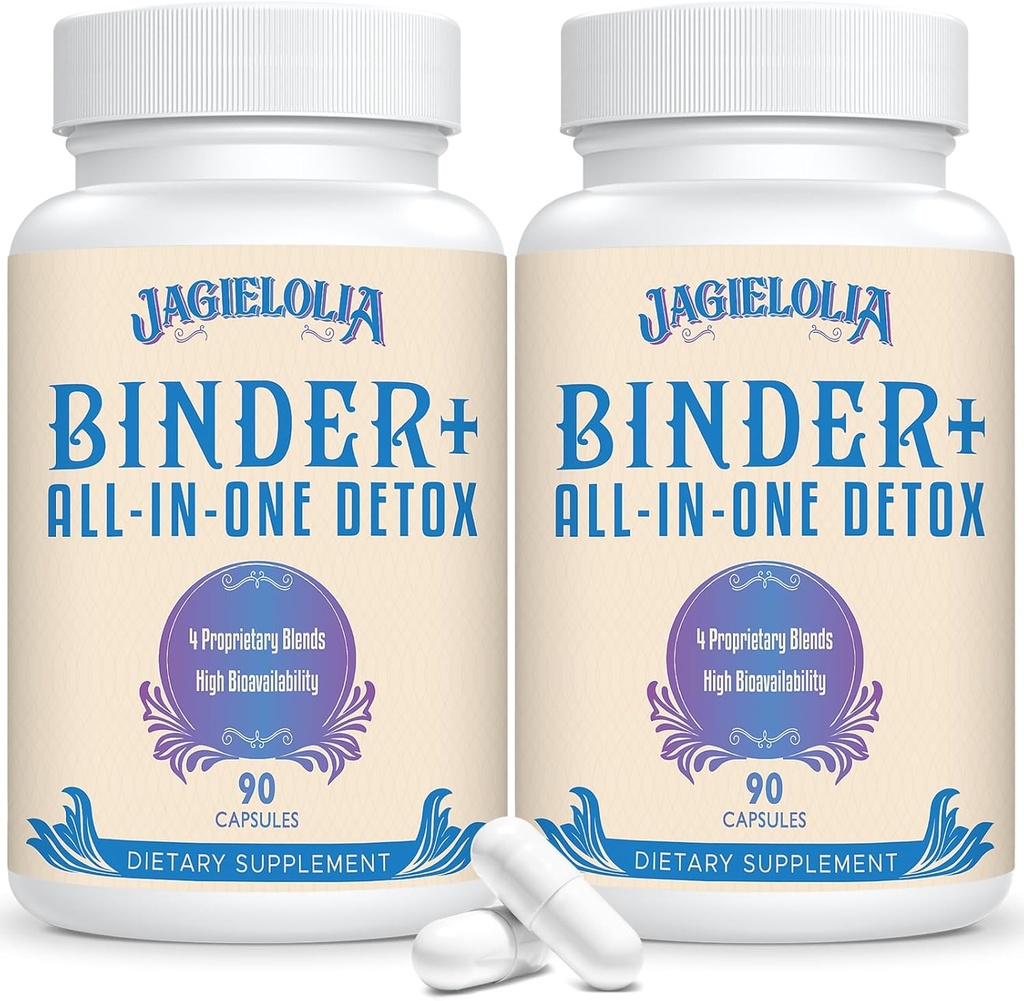 All-In-One Detox Binder Supplement 1500 MG - High Bioavailability, Liver Gut Detox Cleanse with Activated Charcoal, Zeolite & Bentonite Clay for Toxins, Liver, Digestive, 180 Vegan Capsules