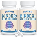 All-In-One Detox Binder Supplément 1500 MG - Haute Biodisponibilité, Liver Gut Detox Cleanse avec Charcoal activé, Zeolite & Clay Bentonite pour les toxines, foie, digestif, 180 Capsules Vegan