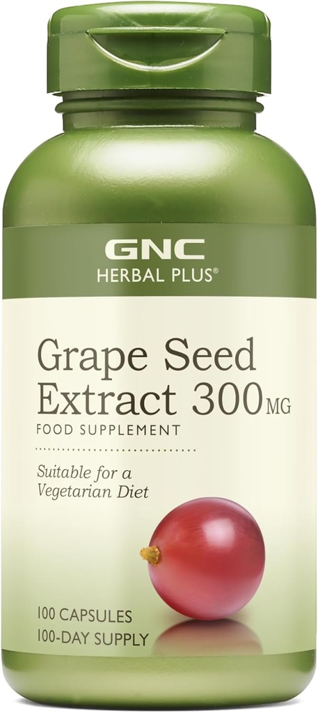 GNC Herbal Plus Extrait de graines de raisin 300mg Supplément, végétarien, 100 portions