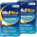 MidNite Retour au sommeil Faible dose, 1,5 mg Melatonine aide au sommeil, non-habitant formant, supplément alimentaire à base de plantes pour les adultes, sans médicament, sans gluten, sans lactose, végétarien, végétalien, 30 comprimés de fonte rapide 2 ct