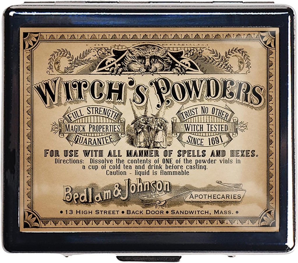 Organisateur de pilules mignon pour les femmes – Jolie boîte à pilules en métal avec 8 compartiments et miroir, cas de pilules de voyage compactes pour la chasse ou la poche (poudres de Wilson)