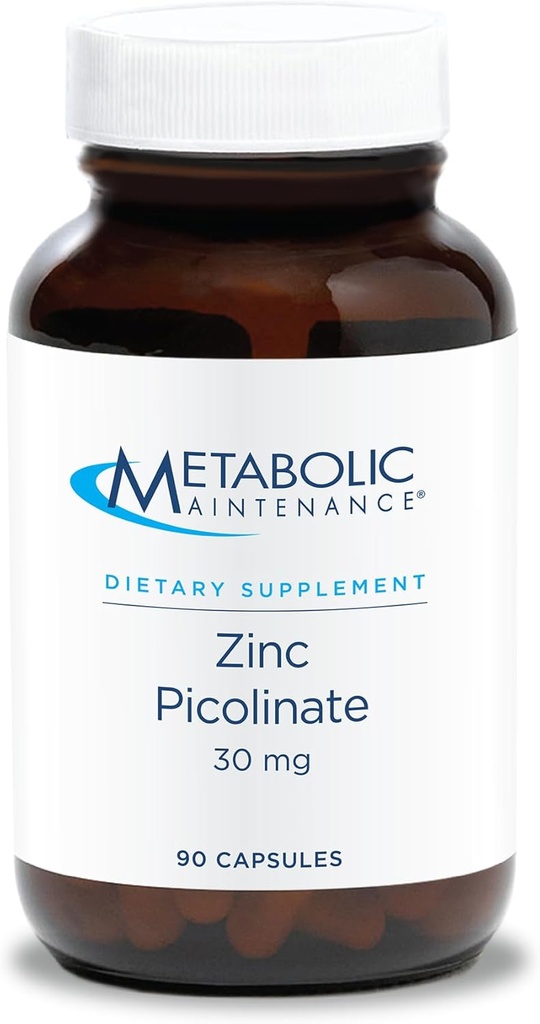 Maintenance métabolique Picolinate de zinc 30 mg - Supplément de zinc pour les hommes et les femmes avec vitamine C, Complexe de soutien minéral pur pour la santé immunitaire, 30 mg par gélule - 90 capsules