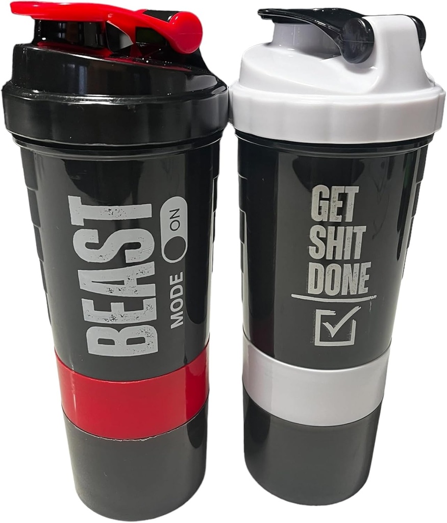 Bouteille de Shaker Protein Générique - Bouteille de Shaker sans BPA ShakePro16oz avec un stockage de poudre/poudre pour le moins cher - Idéal pour la gymnastique et la condition physique