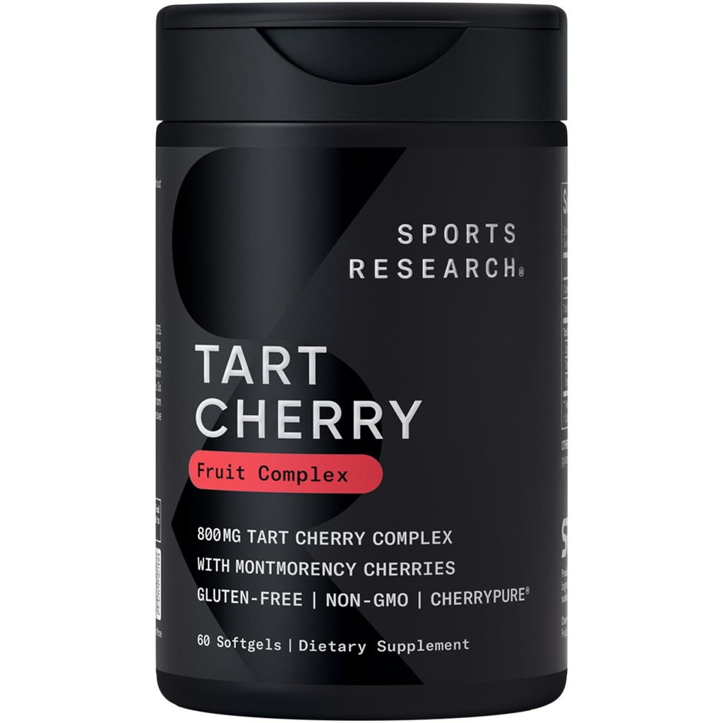 Gélules de cerises à tart de recherche sportive - Fabriquées à partir de cerises à tart de Montmorency - Sans OGM et sans gluten - 60 softgels liquides