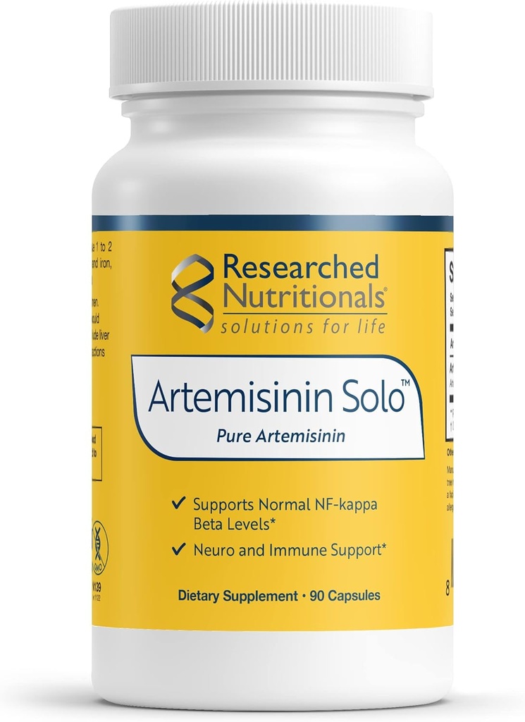 Recherches nutritionnelles Artemisinin Solo - Supplément de soutien à l'Immune de Wormwood - 250mg de Pure Artemisia Annua par portion - Vegan, formule non-OGM (90 capsules)