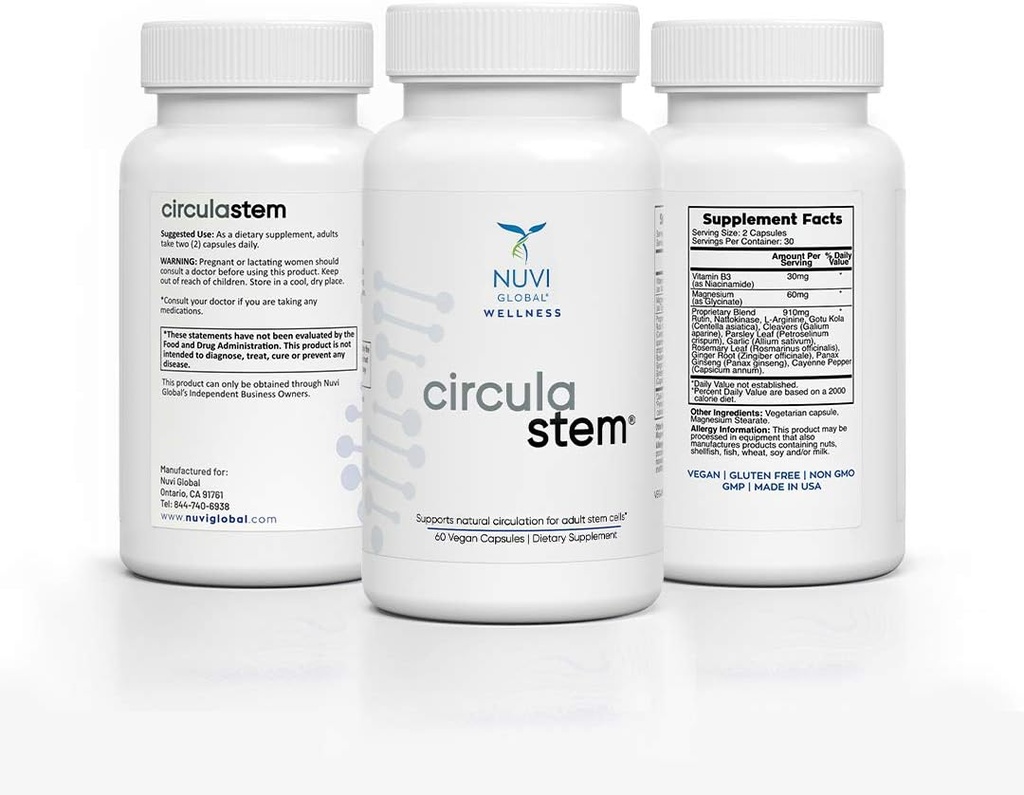 CIRCULA STEM 60 Caps Stem Cell Nutrition, soutient la CIRCULATION NATURELLE pour les CELLULES ADULTES