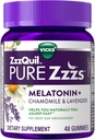 ZzzQuil Pure Zzz Melatonin Gummies, Aide au sommeil, Melatonin 2mg, avec Camomille et lavande, Melatonin Gummies de sommeil, Aide au sommeil pour les adultes, Vanille sauvage aromatisée, 48 Gummies de sommeil