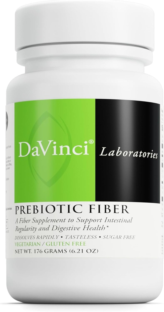 DAVINCI Labs Fibre prébiotique - Poudre de fibre quotidienne pour le support de digestion et la production GLP-1* - Mélange de boisson sans goût - Supplément de fibre pour hommes et femmes - Végétarien, sans gluten - 30 portions (176 g)