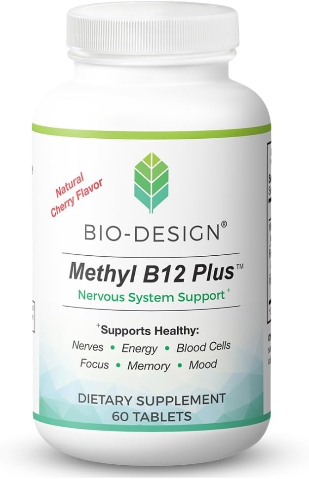 Supplément de folate de méthyle B12 5000 mcg Plus - méthylcobalamine, L-méthylfolate - Méthylé et biodisponible – soutient un système nerveux sain, le métabolisme de l'énergie et la santé du cerveau - 60 comprimés