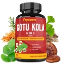Capsules d'extrait Gotu Kola bio avec Reishi, Cordyceps, Rosemary, Gingko Biloba et racine valériane - 90 Compte pendant 3 mois - Soutienne le cerveau, l'immunité, la peau et la santé cardiaque