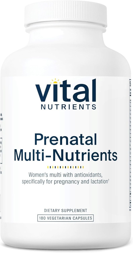 Nutrients vitaux Multinutrients prénataux pour femmes Multivitamines prénatales/formule minérale avec antioxydants potentiels Végétarien (Gluten, laiterie, sans soja) Sans OGM 180 capsules