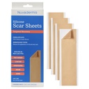 Feuilles de cicatrices en silicone NUVADERMIS - Feuilles de cicatrices extra-longue pour la section C, la rondelle tumultueuse, le kéloïde et les cicatrices chirurgicales - Feuilles de cicatrices en silicone de qualité médicale réutilisables - Paquet de 4 - Tons légers