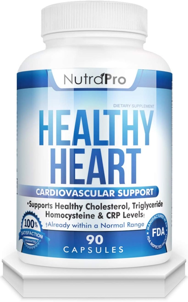 NutraPro Heart Healthy - Suppléments santé cardiaque. Nettoyez et protégez l'artère. Soutient le cholestérol sain et le triglycéride. Certifié BPF
