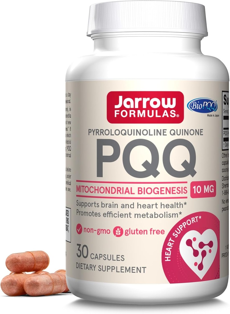 Jarrow Formulas® PQQ 10 mg, supplément alimentaire, soutien cardiaque, cérébral et métabolique, 30 capsules de légumes, 30 jours d'approvisionnement