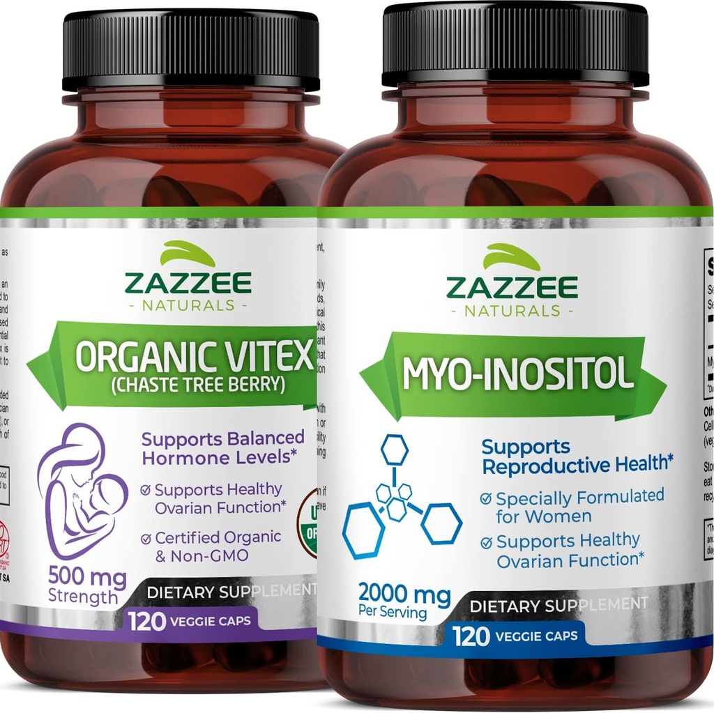 Zazzee Myo-Inositol Capsules et USDA Organic Vitex Capsules, végétaliens, non OGM et tout naturel