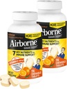 Airborne 1000mg Vitamine C + supplément de soutien immunitaire de zinc Comprimés à croquer, Arôme d'agrumes avec des antioxydants puissants Vitamines A C & E, 116 Comprimés à croquer (2 Pack)