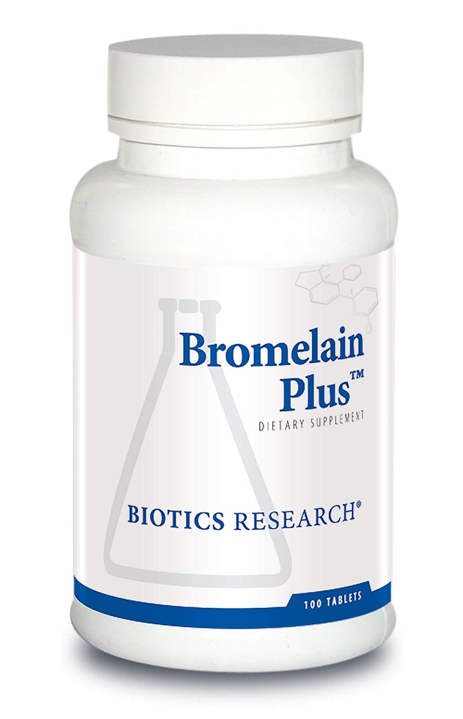 Recherche en biotique Bromelain Plus Lactose sans laiterie sans soutien digestif, soutient des voies physiologiques saines et équilibrées, relaxation musculaire et confort, Bromelain 2500 MCU g, Papain 100 comprimés