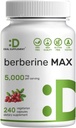 DEAL SUPPLEMENT Berberine Max Supplement with Turmeric, 5,000mg Per Serving, 240 Veggie Capsules – 97% Pure Berberine HCl – 20:1 Turmeric Root Extract – Vegetarian Friendly, Non-GMO