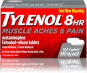 Tylenol 8 heures Douleurs musculaires et acétaminophène Comprimés pour douleurs musculaires et articulaires, 100 ct