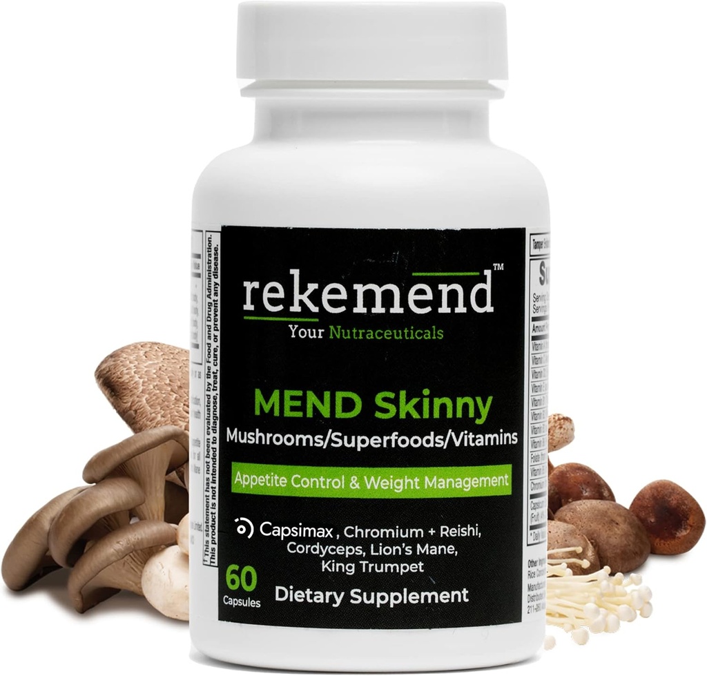 Suppresseur d'appétit pour la perte de poids - Vegan Non-OGM Natural Mushroom based Weight Loss Supplément - 60 Capsules