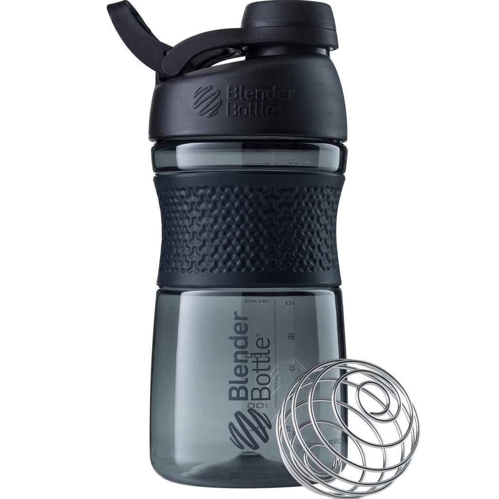 BlenderBottle SportMixer Shaker Bouteille parfaite pour les shakes protéiques et préentraînement, 20-Ounce, noir