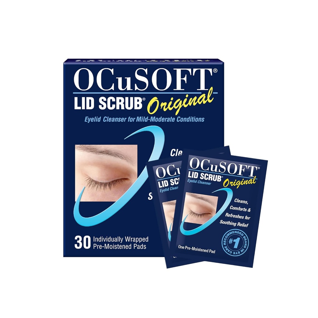 OCuSOFT Nettoyant de paupières d'origine par clin d'oeil - Wipes de paupières pré-humidifiées pour des conditions légères à modérées - Nettoyant de paupières pour nettoyer, réconforter et apaiser les paupières irritées - 30 Compte