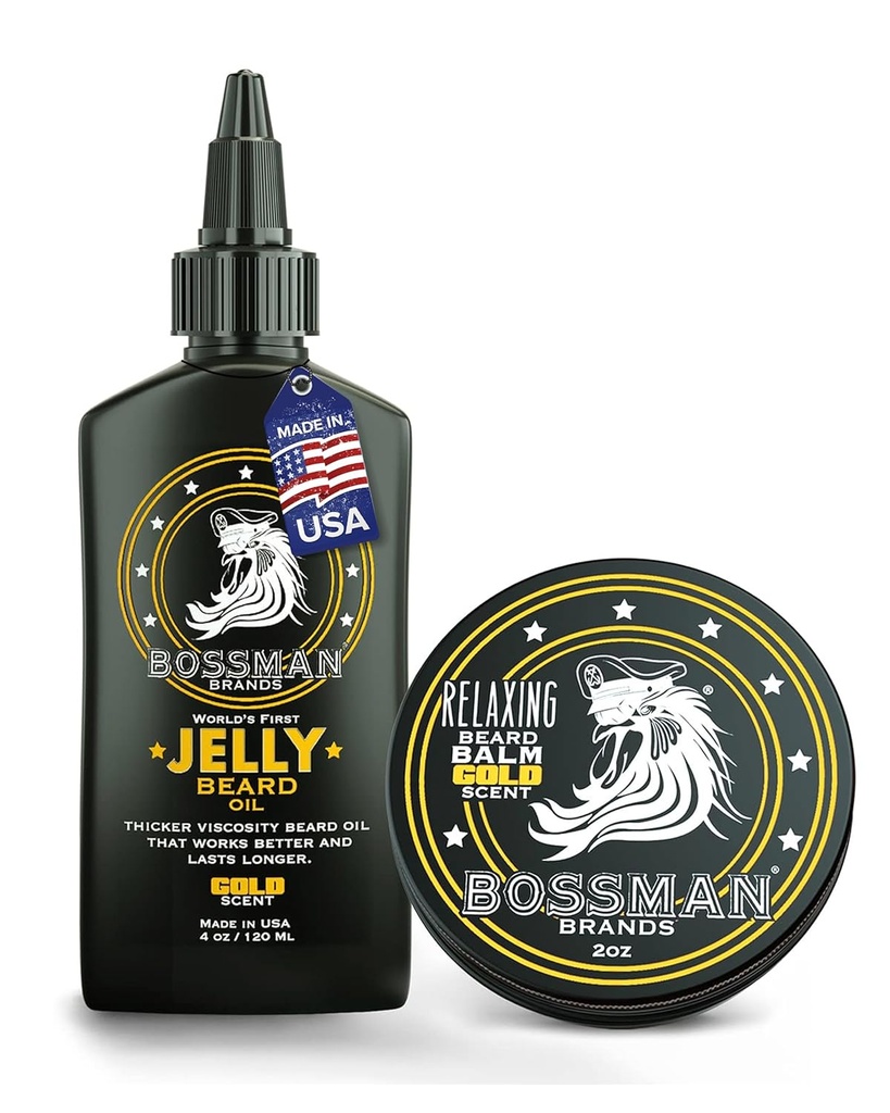 Bossman Jelly huile de barbe pour les hommes et baume de barbe pour les hommes Combo - Gold Scent