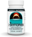 Source Naturals L-Tryptophane avec vitamine B-6 - Support d'humeur, relaxation et sommeil* 1000 mg - 30 comprimés