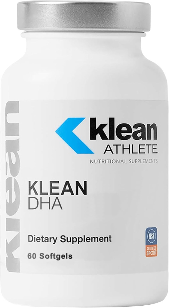 Klean Athlète Klean DHA - Supplément DHA pour les athlètes - Soutien à la santé du coeur et du cerveau* - Omega 3 Huile de poisson - avec EPA & DHA - Non-OGM et sans gluten - 60 Softgels