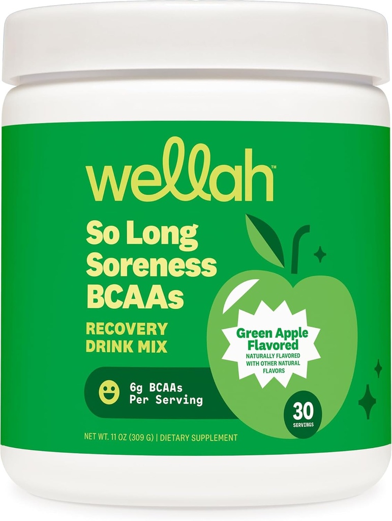 Wellah So Long Soreness BCAA Poudre (arôme de pomme verte) 30 portions - avec complexe d'hydratation