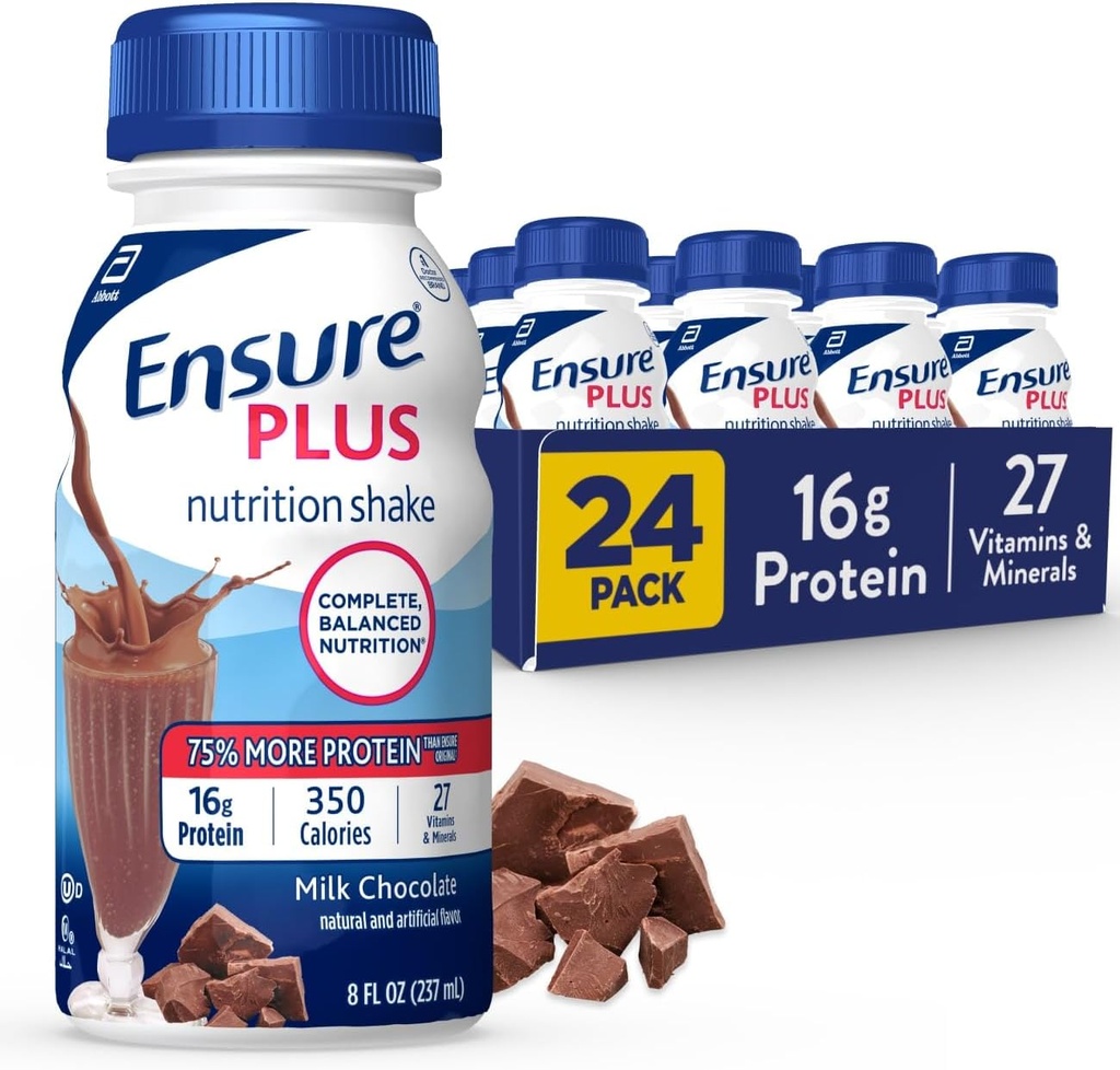 Assure plus de nutrition agiter avec 16 grammes de protéines, substitut de repas, chocolat au lait, 8 Fl Oz (paquet de 24)