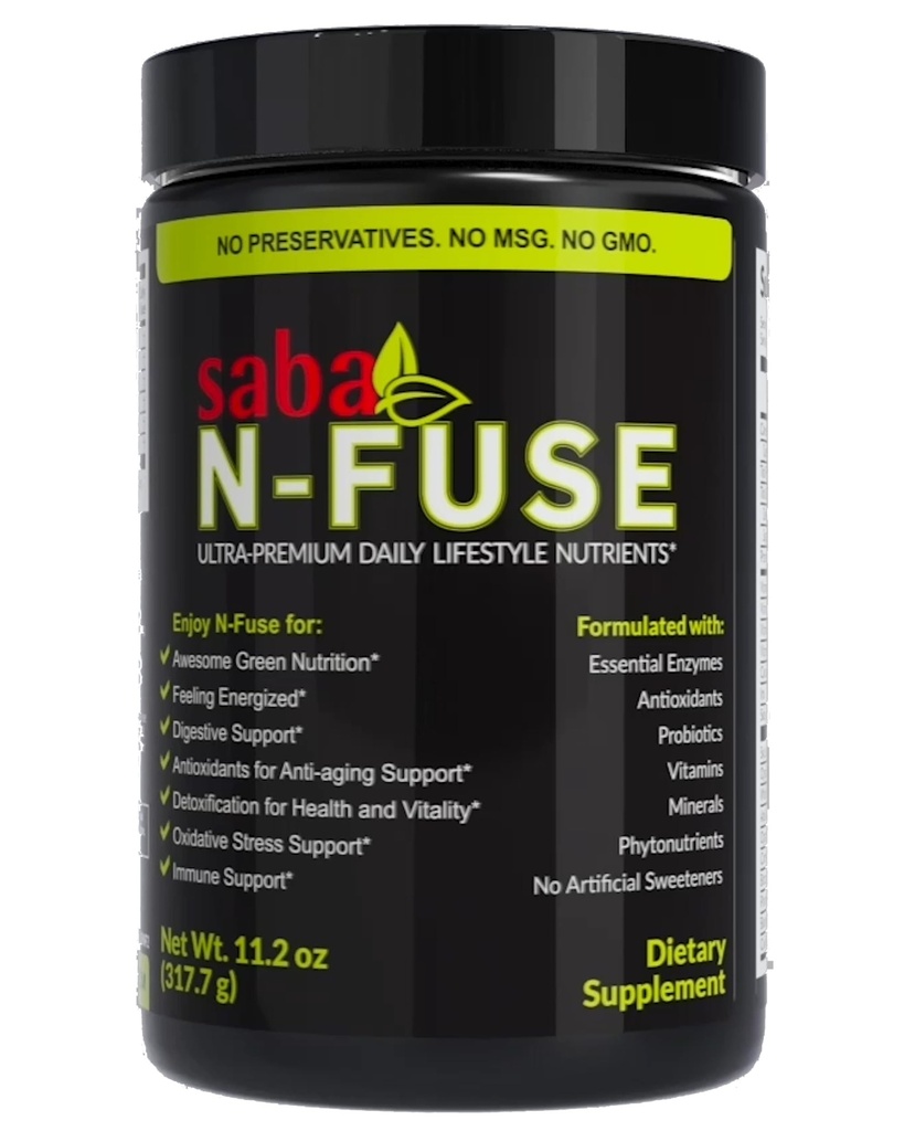 Saba N-Fuse: Super Greens pour le support immunitaire, la digestion et l'énergie (30 services)