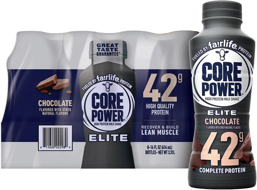 FAIRLIFE NUTRITION PLAN Core Power Elite 42g. Secouage protéinique, Chocolat - Liquide (14 fl. oz, 8 pk.)