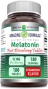 Amazing Formulas Melatonin 12 mg Per Serving Tablets Supplement | Non-GMO | Gluten Free | Made in USA (180 | Strawberry)