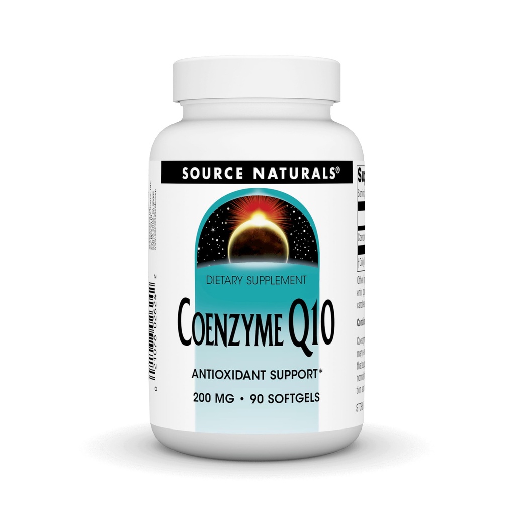 Source Naturals Coenzyme Q10, Soutien antioxydant*, pour le coeur, le cerveau, l'immunité et le foie, 200 mg - 90 Softgels