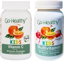 Go Healthy Multivitamin Gummies (1 bouteille) et Vitamine C Gummies (1 bouteille) pour enfants, tout-petits, végétariens, kosher et halal, sans gluten, sans OGM