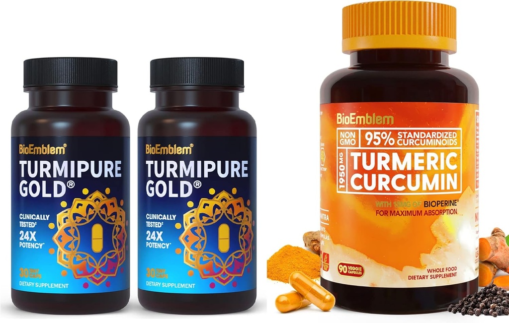 Curcumine Turmère BioEmblem avec supplément TurmiPure Curcumine avec BioPerine