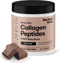 Perfect Keto Collagen Peptides poudre de protéines avec huile MCT, collagène hydrolysé, complément de type I & III, sans gluten, gazon, faible teneur en glucides, crème de café Keto, collagène pour les femmes et les hommes, chocolat